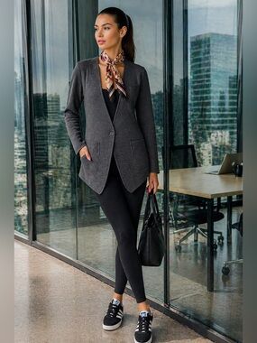 Rebecca King asymmetrical point-front knit blazer-jacket - Canadian Made